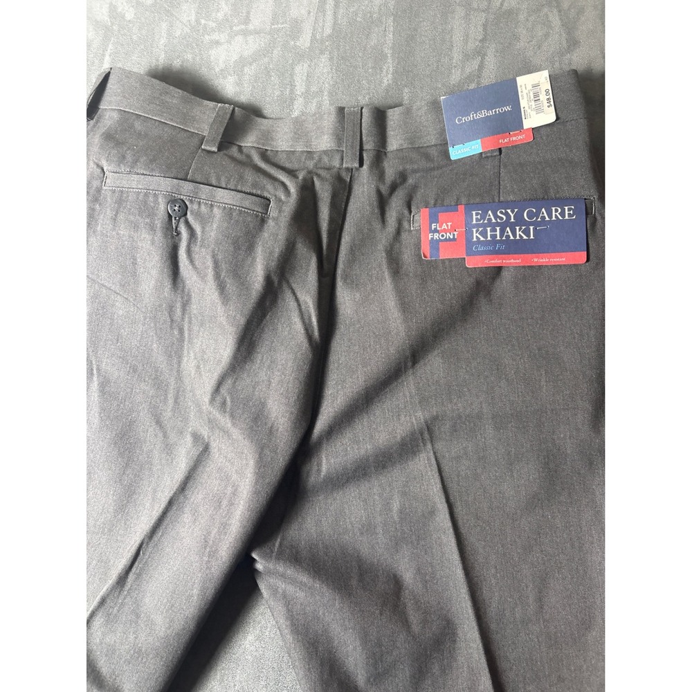 NWT Khaki Classic Fit Flat Front Pants Charcoal